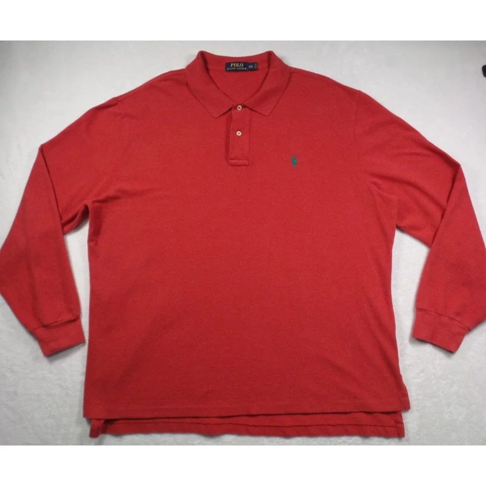 Polo Ralph Lauren Shirt Mens Size XXL Red Long Sleeve Stretch Embroidered Pony